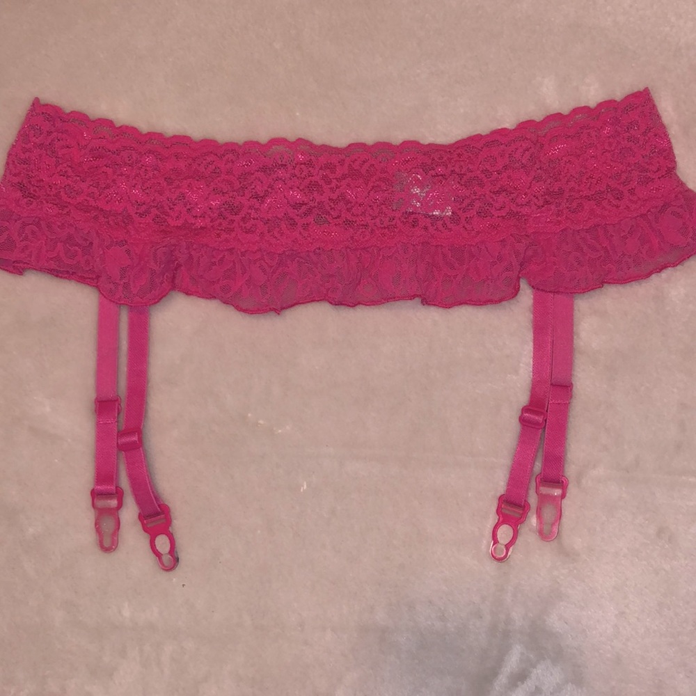 Victoria’s Secret Pink Floral Lace Mesh Garter Belt - Sexy Lingerie Size M/L